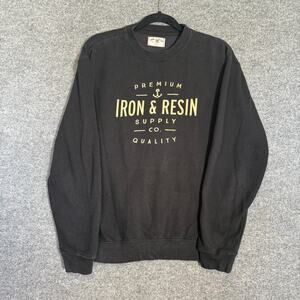 Iron And Resin Sweatshirt Mens Medium Black Logo Crew Neck Long Sleeve Pullover